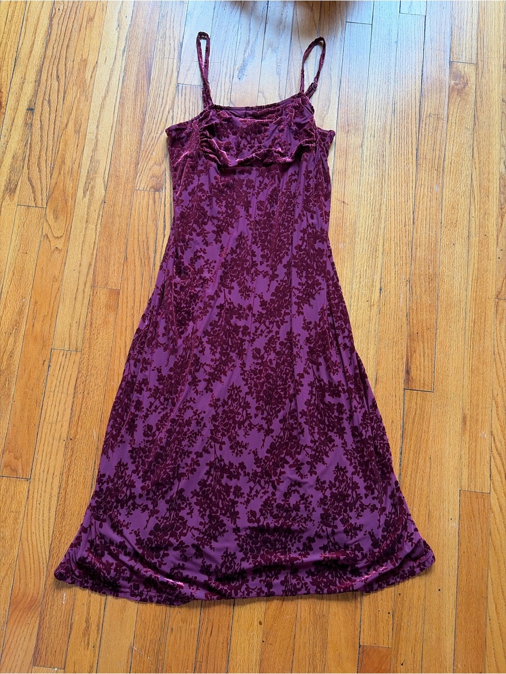 Velvet Burnout Slip Dress - Maroon/Plum